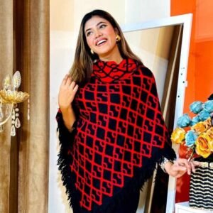 RED/BLACK PONCHO